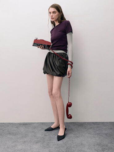 Brantley Bow Slingback Kitten Heels, Black Textured, hi-res