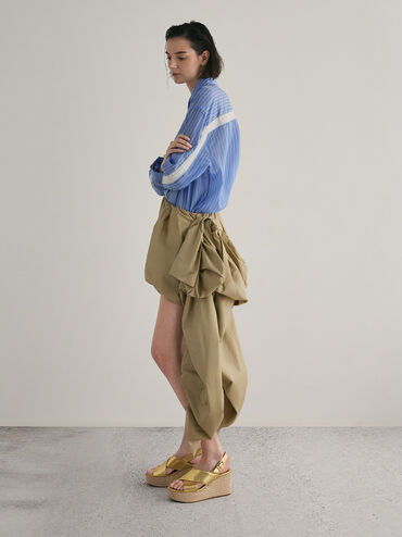 Metallic Crossover Espadrille Wedges, Gold, hi-res