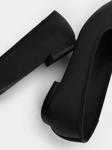 Glennis Recycled Polyester Bow Ballet Flats, Black Textured, hi-res