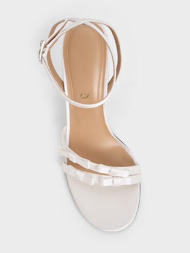 Jessy Recycled Polyester Bow Ankle-Strap Stiletto-Heel Sandals, White, hi-res