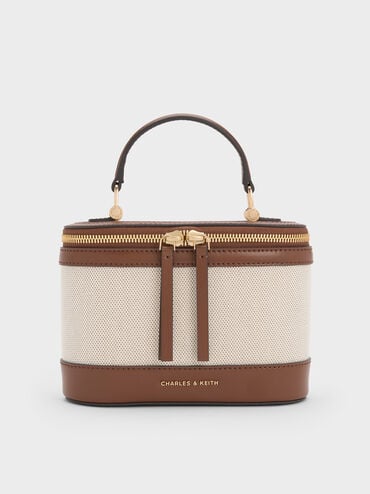 Enola Canvas Top Handle Vanity Bag, Chocolate, hi-res