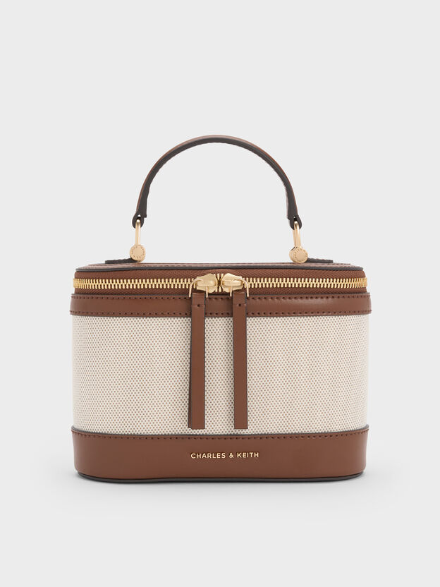 Enola Canvas Top Handle Vanity Bag, Chocolate, hi-res