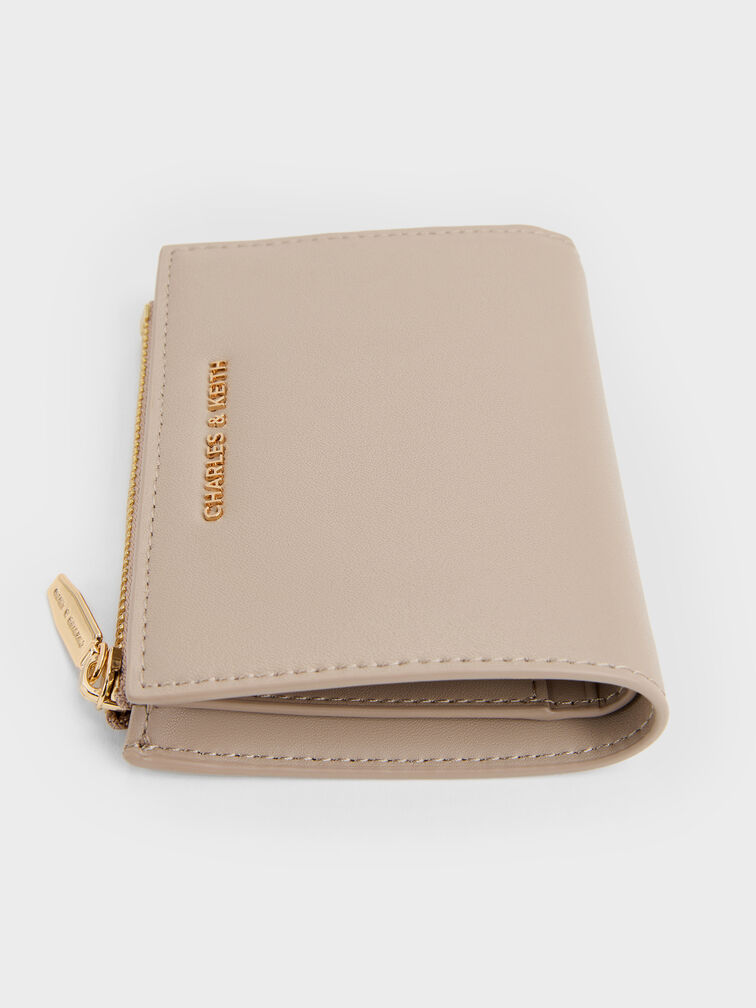 Harmonee Top-Zip Small Wallet, Taupe, hi-res