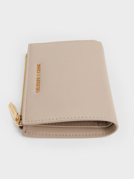 Harmonee Top-Zip Small Wallet, Taupe, hi-res