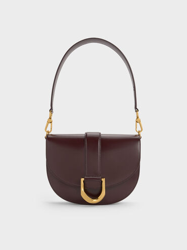Gabine Leather Saddle Bag, Plum, hi-res