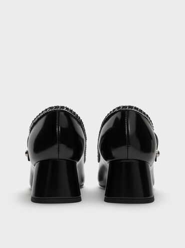 Braided-Chain Block-Heel Mary Jane Pumps, Black Box, hi-res