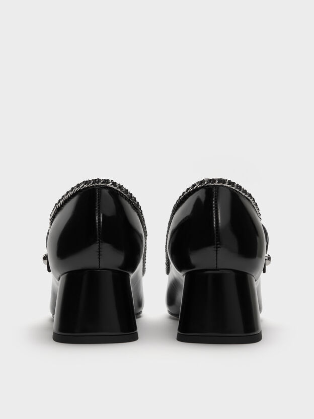 Braided-Chain Block-Heel Mary Jane Pumps, Black Box, hi-res