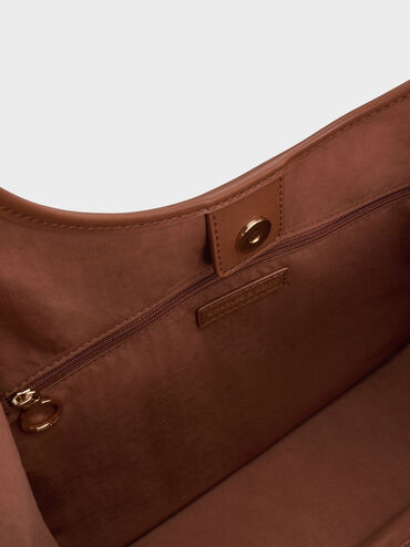 Sianna Canvas Contrast-Trim Tote Bag, Taupe Canvas, hi-res