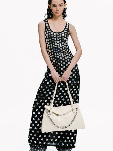 Andromeda Chunky-Chain Trapeze Tote Bag, Cream, hi-res