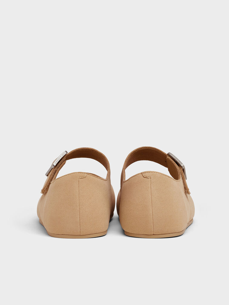 Buckled Mary Jane Flats, Beige, hi-res