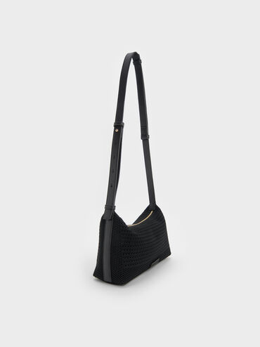 Ida Knitted Shoulder Bag, Black, hi-res