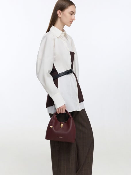 Mini Chance Turn-Lock Bucket Bag, Wineberry Red, hi-res