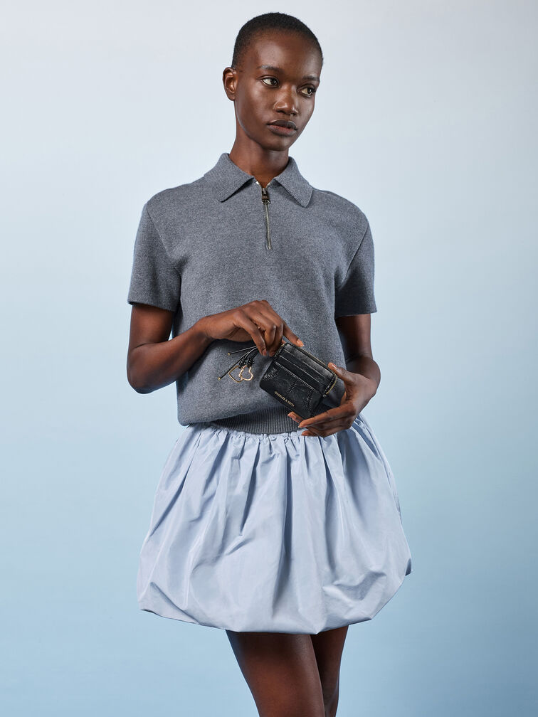 Ciara Top-Zip Card Holder, Black, hi-res