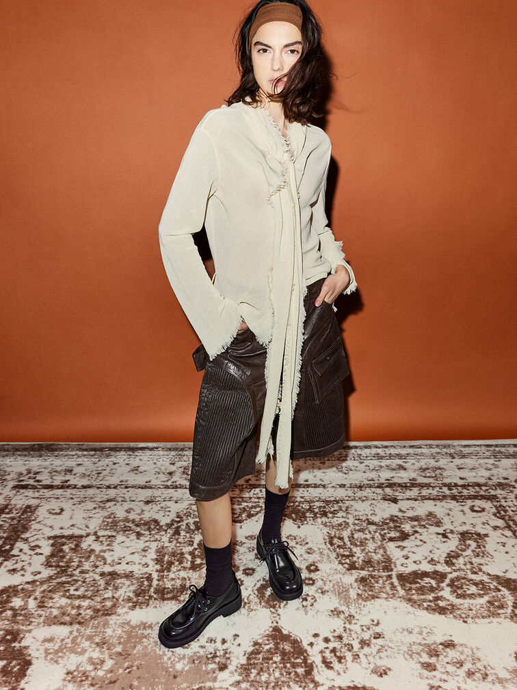 Lace-Up Chunky-Sole Derbys, Black Box, hi-res