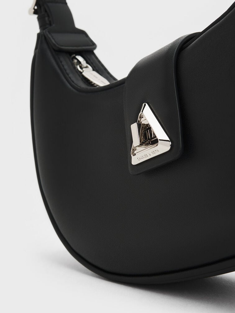 Trice Metallic-Accent Belted Shoulder Bag, Noir, hi-res