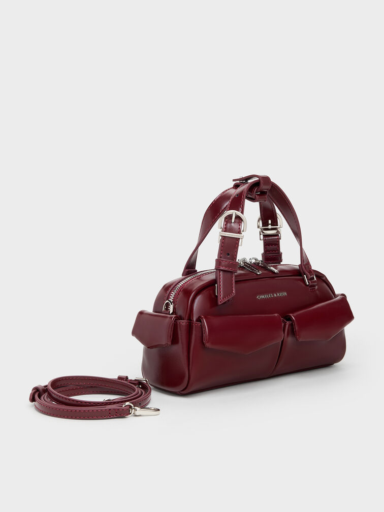 Rachel Multi-Pocket Bowling Bag, Burgundy, hi-res