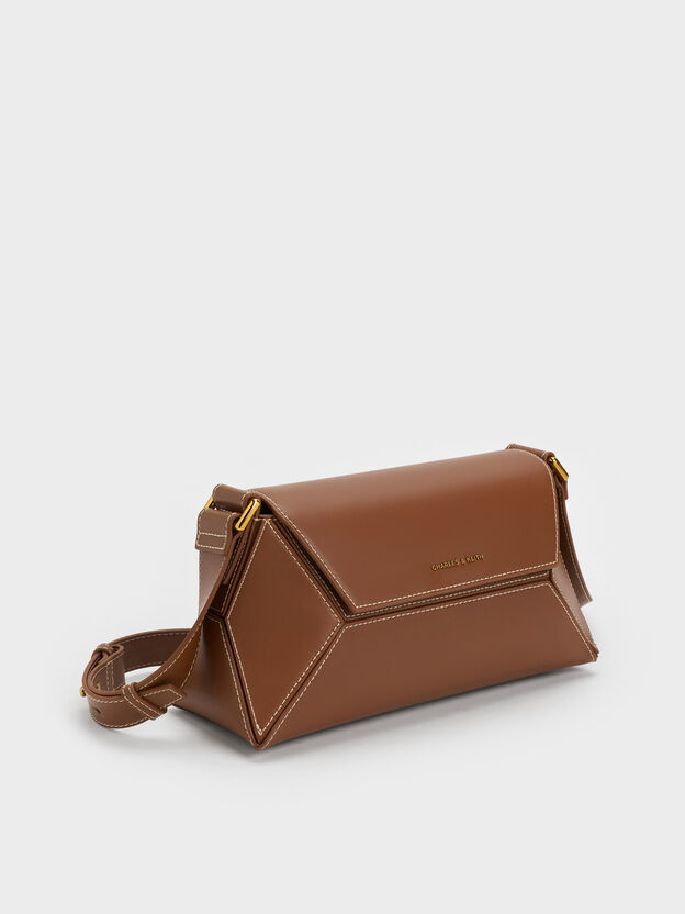 Nasrin Geometric Shoulder Bag, Chocolate, hi-res