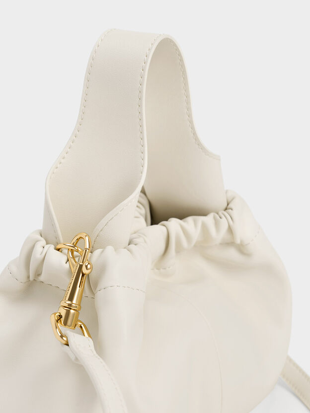 Ally Ruched Chain-Handle Bag, Cream, hi-res