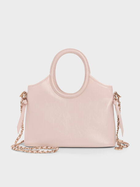 Mini Dalia Bow Oval-Handle Tote Bag, Soft Pink, hi-res