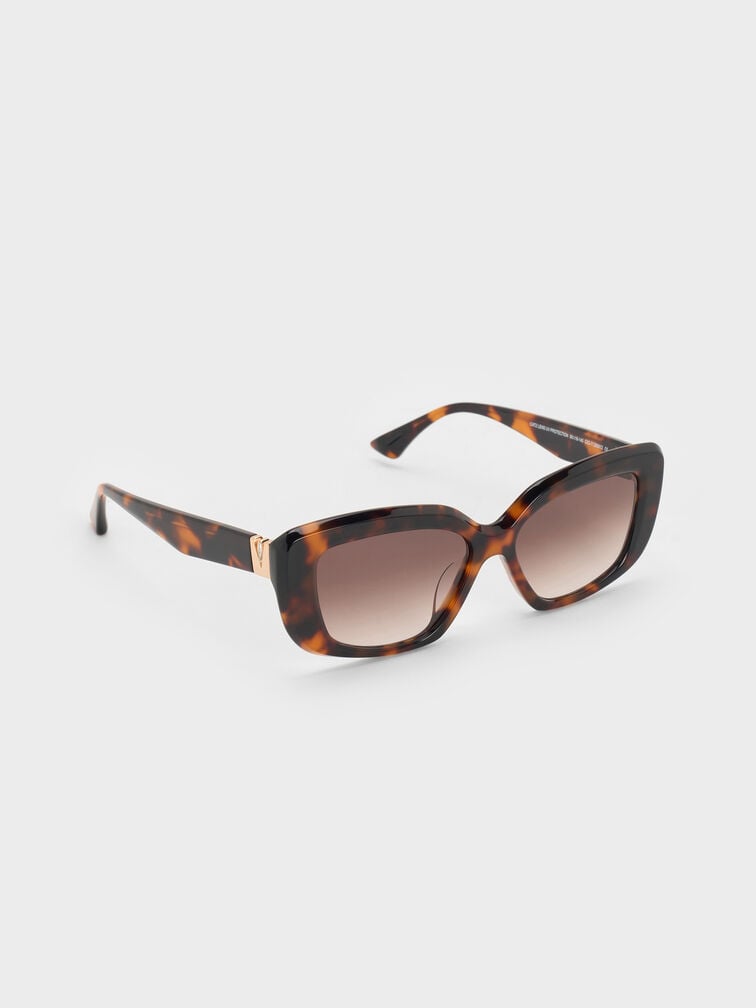 Alix Recycled Acetate Tortoiseshell Metallic-Accent Butterfly Sunglasses, T. Shell, hi-res