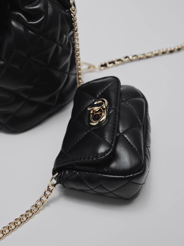 Aubrielle Quilted Backpack, Black, hi-res