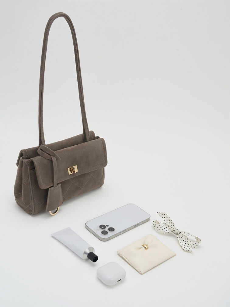 Apfra Quilted Tote Bag, Stone Grey, hi-res