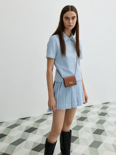 Edna Turn-Lock Knotted-Strap Wallet, Chocolate, hi-res