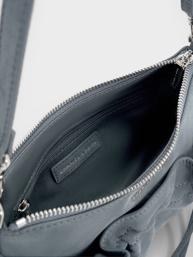 Mini Reese Ruched Bow Shoulder Bag, Smoky Blue, hi-res
