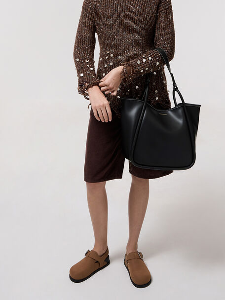 Lyla Tubular Slouchy Tote Bag, Black, hi-res