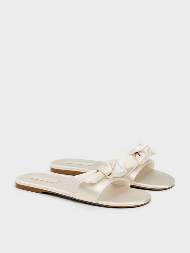 Anika Knot-Bow Slides, Chalk, hi-res