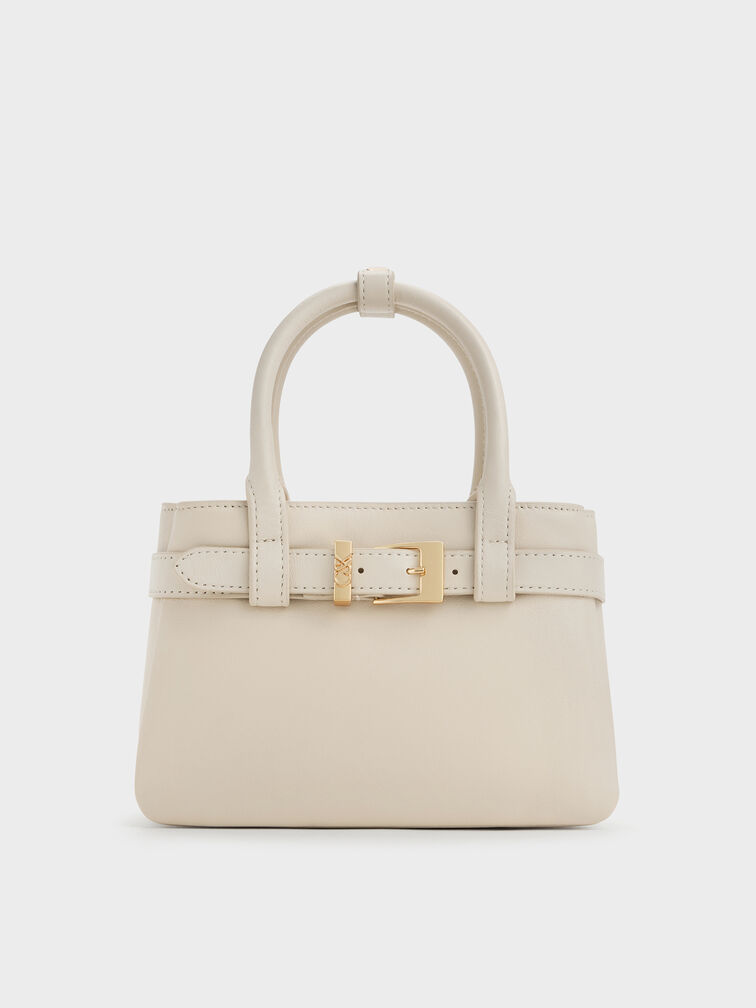 Jody Leather Belted Tote Bag, Chalk, hi-res