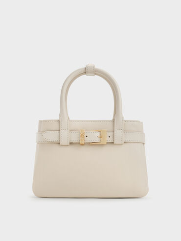 Jody Leather Belted Tote Bag, Chalk, hi-res