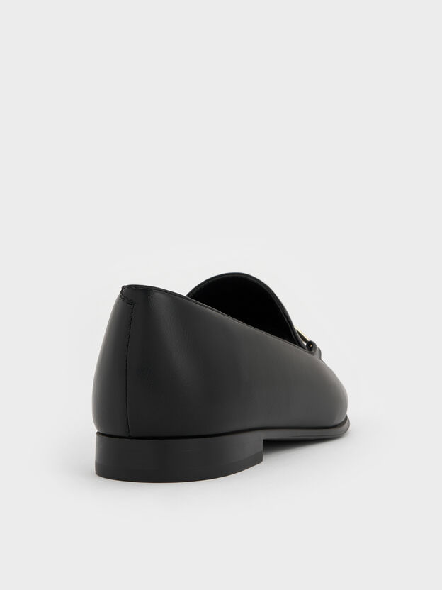 Metallic Knot-Bar Loafers, Black, hi-res