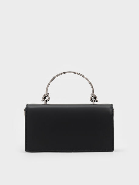 Kristine Sculptural-Handle Long Wallet, Noir, hi-res