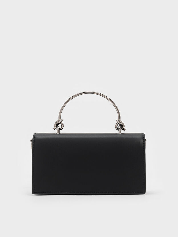 Kristine Sculptural-Handle Long Wallet, Noir, hi-res