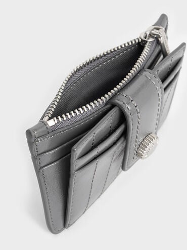 Donna Crinkle-Effect Panelled Card Holder, Grey, hi-res