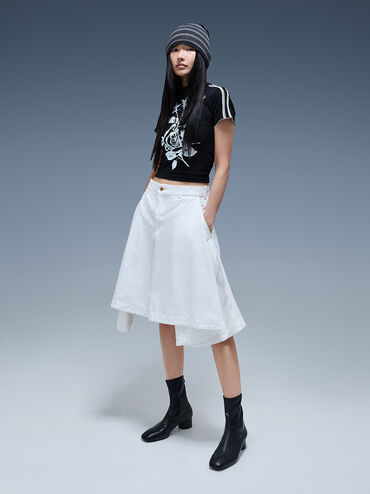 Stitch-Trim Heeled Ankle Boots, Black, hi-res