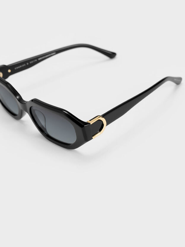 Gabine Oval Sunglasses, Black, hi-res