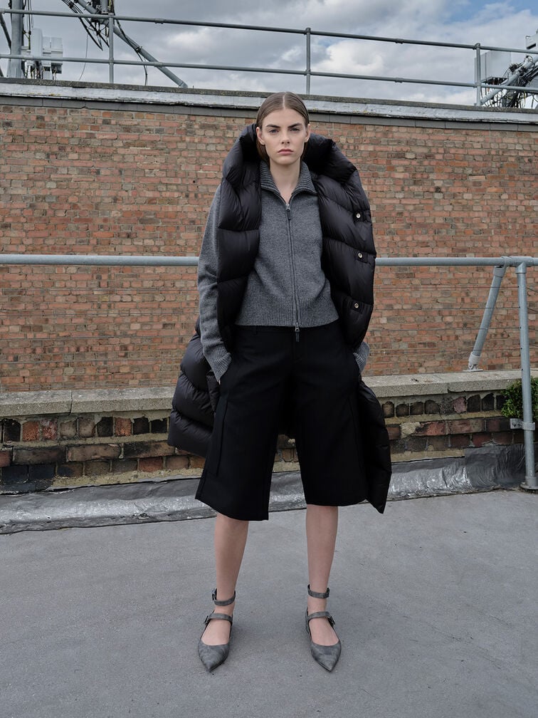 Robbie Denim-Effect Pointed-Toe Mary Jane Flats, Dark Grey Robbie Denim-Effect Pointed-Toe Mary Jane Flats, Dark Grey, hi-res