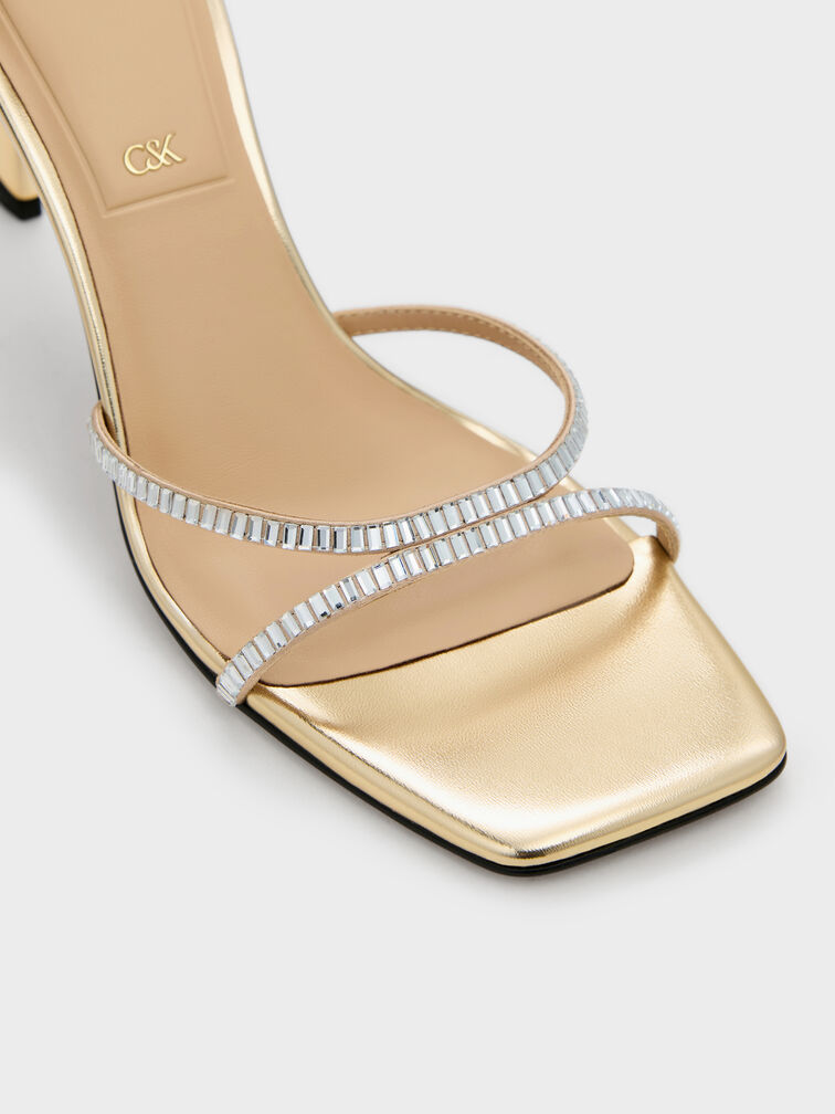 Jaylene Gem Stiletto Sandals, Gold, hi-res