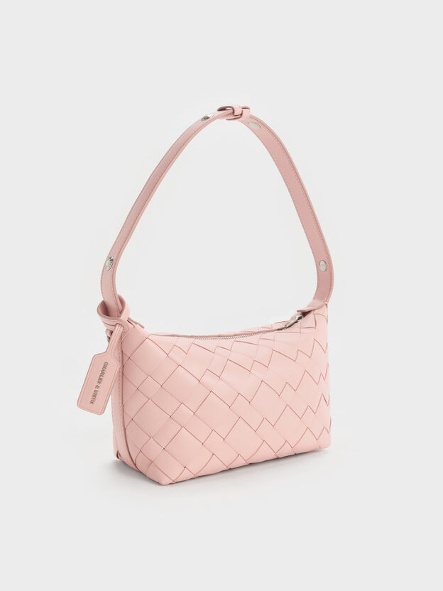 Ivette Woven Shoulder Bag, Light Pink, hi-res