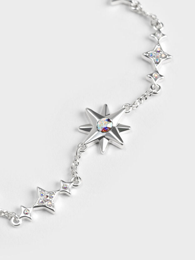 Crystal-Star Bracelet, Silver, hi-res