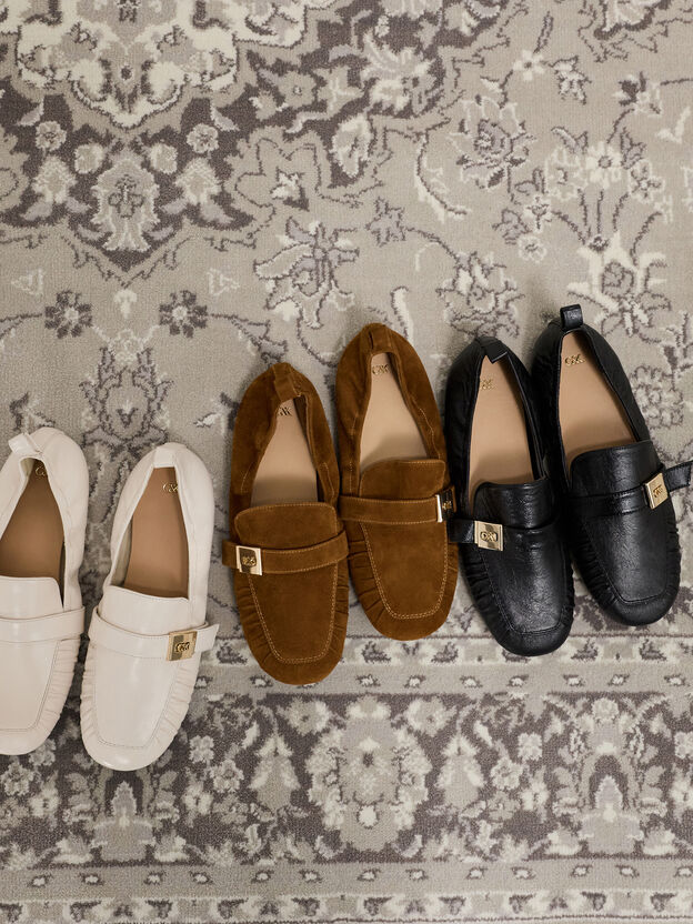 Cody Suede Ruched Loafers, Brown, hi-res