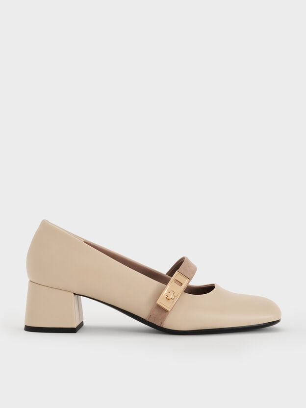 Lando Two-Tone Mary Jane Pumps, Chalk, hi-res