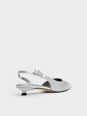 Brantley Bow Slingback Kitten Heels, Grey, hi-res