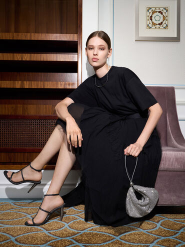 Crystal-Embellished Two-Way Bag, Silver, hi-res