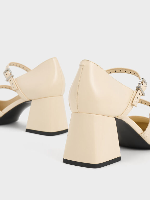 Double-Strap D'Orsay Pumps, Beige, hi-res