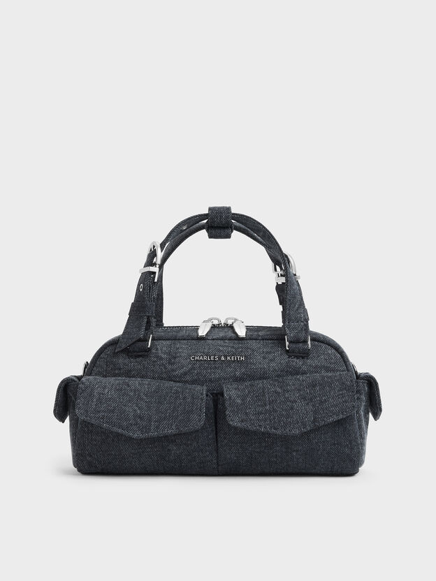 Rachel Denim Multi-Pocket Bowling Bag, Denim Blue, hi-res