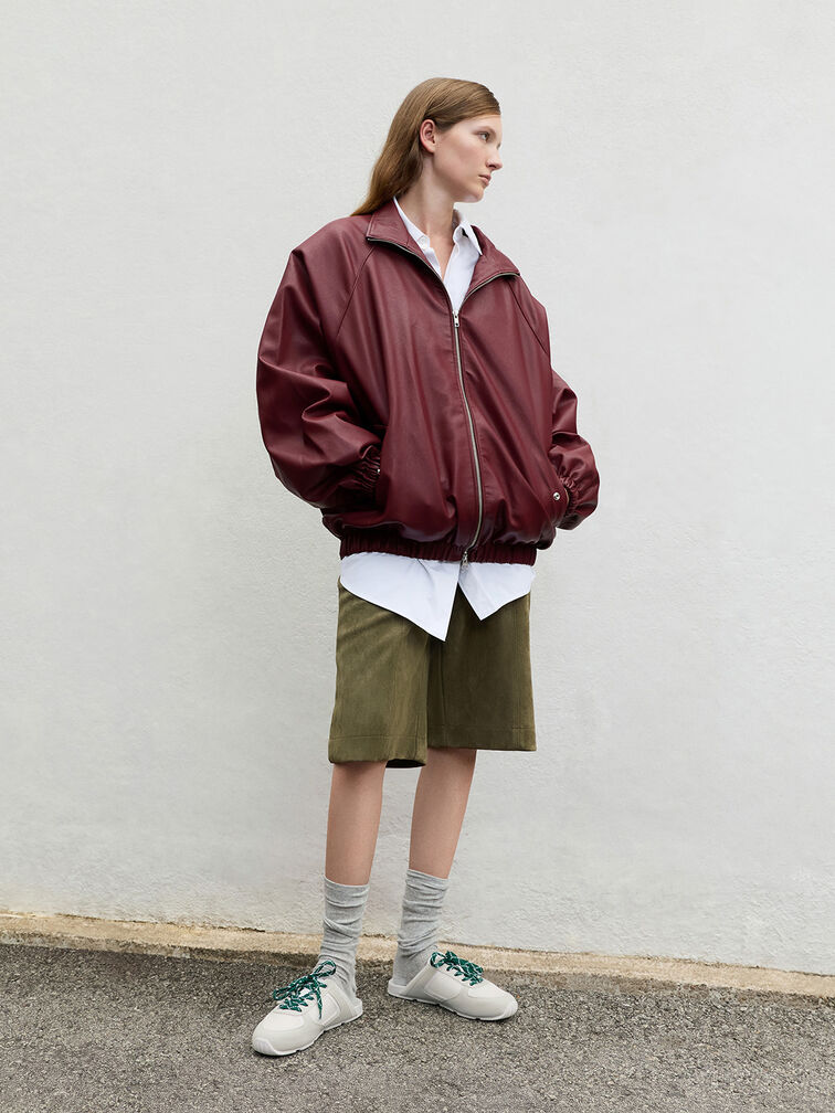 Mesh Patterned-Lace Slip-On Sneakers, White, hi-res