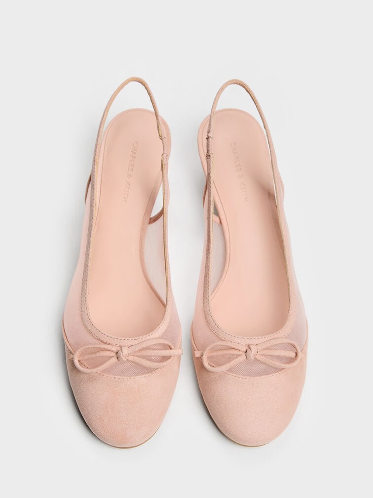 Mulligan Mesh Bow Slingback Pumps, Blush, hi-res